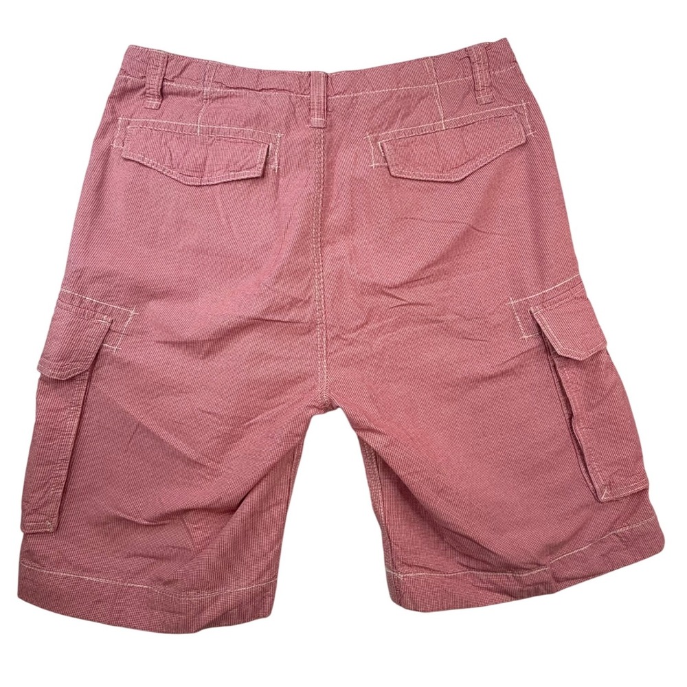 Nautica Co Mens Red Wh Gingham Cargo Shorts Cotton 36 preppy coastal gorpcore